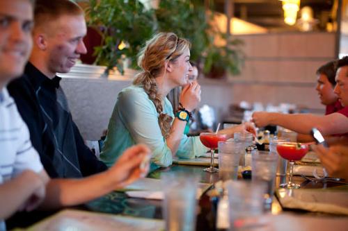 Students eating at a local eatery